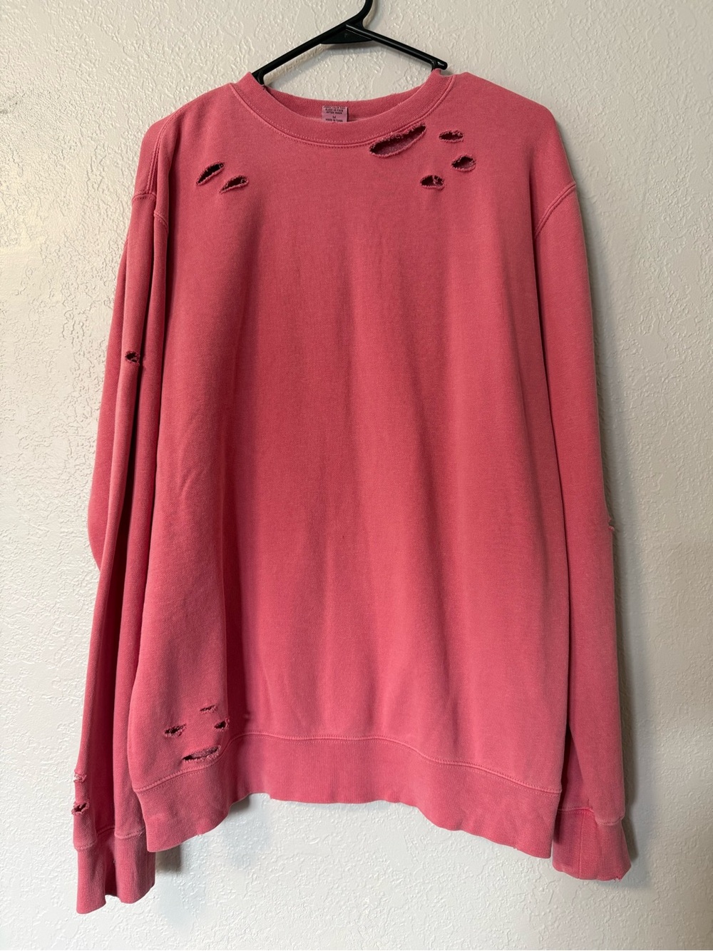Distressed womenβs Crewneck Sweatshirt - Pink